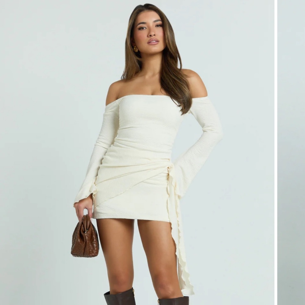 Showpo Off-the-Shoulder Cream dress